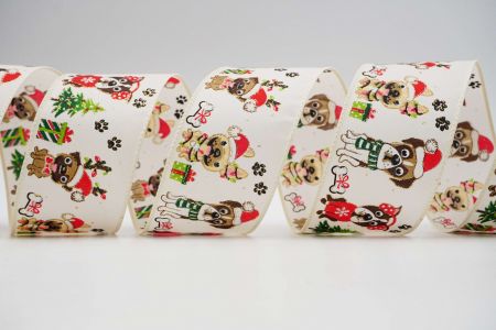 Christmas Pets Wired Ribbon_KF6975GC-2-2_ivory